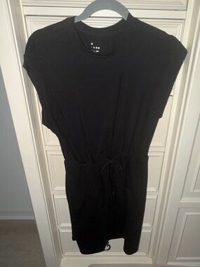 a new day Black Short-Sleeve Drawstring Waist Mini Dress